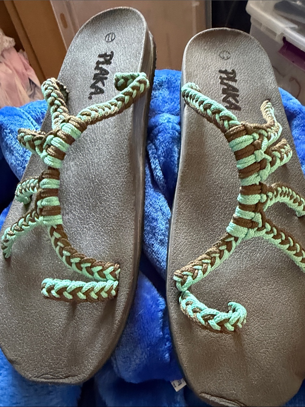 Planka Sandals, SZ 11, Turquoise/Dk Brown color, NWOT (T4-304)